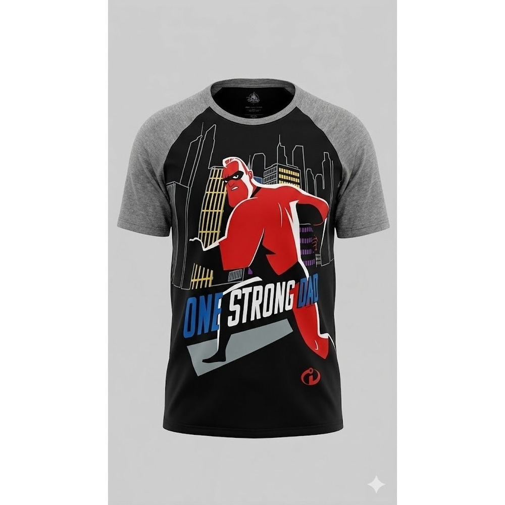 Disney The Incredibles Raglan T Shirt Mens L Pixar Bob Parr Super Hero Dad Core